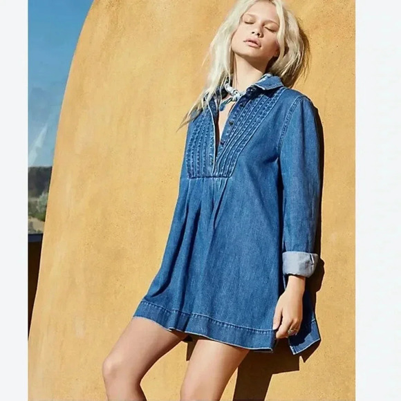 Free People Baby Blues Denim Tunic - Picture 1 of 8